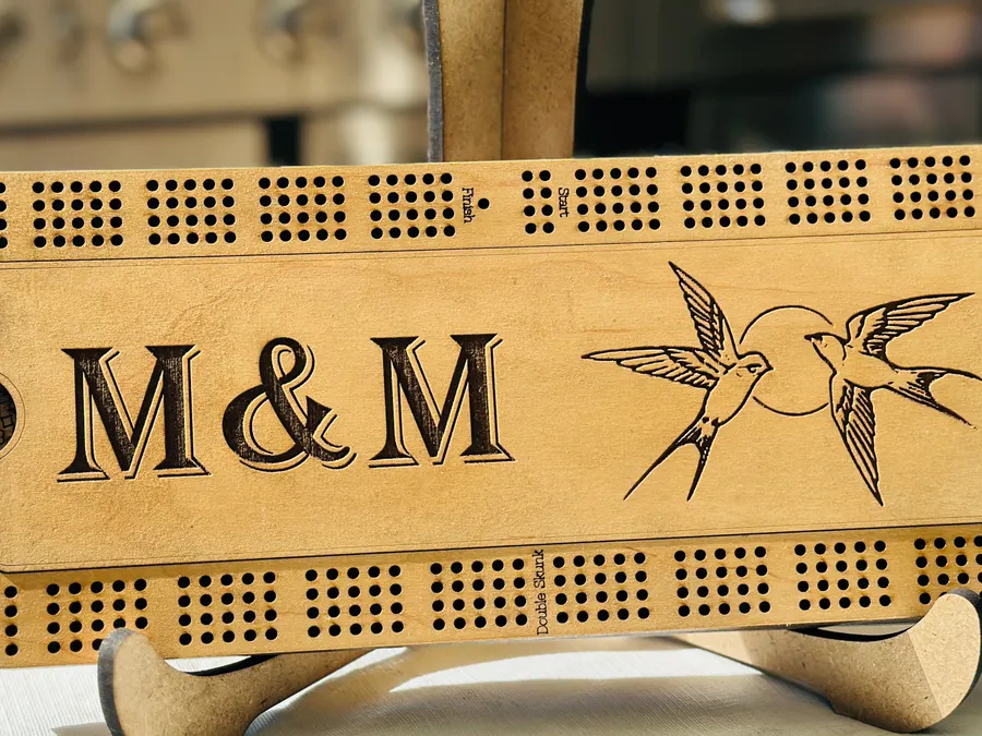A Creations by Alfie personalized cribbage board
